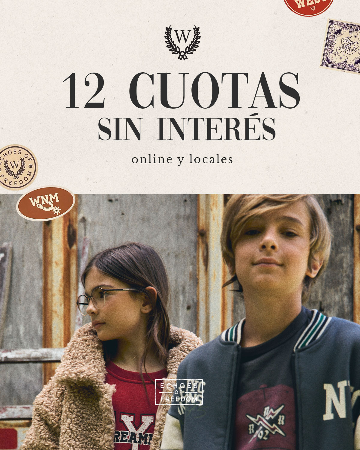 Banner 12 cuotas en ropa infantil