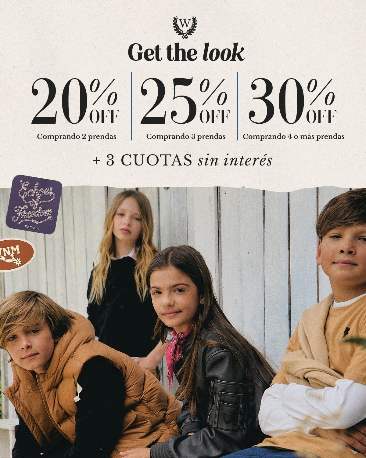 Promoción hasta 30% en ropa para niños y bebes colección Otoño Invierno 2026 Wanama Kids